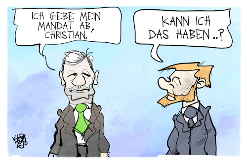 Cartoon: Habeck und Lindner (medium) by Kostas Koufogiorgos tagged karikatur,koufogiorgos,habeck,lindner,mandat,gruene,fdp,karikatur,koufogiorgos,habeck,lindner,mandat,gruene,fdp