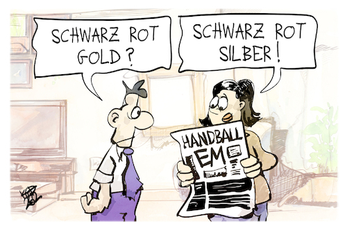 Cartoon: Handball-EM (medium) by Kostas Koufogiorgos tagged karikatur,koufogiorgos,em,handball,silber,sport,europameisterschaft,karikatur,koufogiorgos,em,handball,silber,sport,europameisterschaft