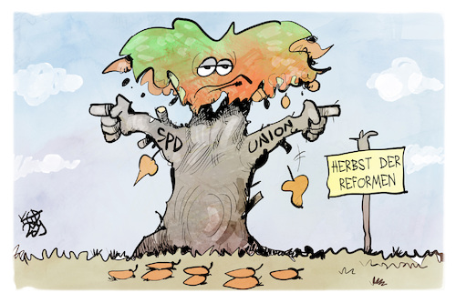 Cartoon: Herbst der Reformen (medium) by Kostas Koufogiorgos tagged karikatur,koufogiorgos,herbst,reformen,cdu,union,karikatur,koufogiorgos,herbst,reformen,cdu,union