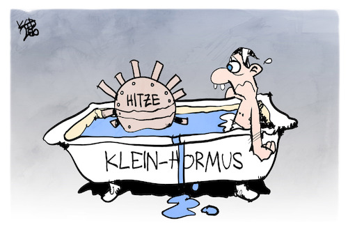Cartoon: Hitze-Gefahr (medium) by Kostas Koufogiorgos tagged karikatur,koufogiorgos,hitze,gefahr,hormus,badewanne,mine,hitzewelle,karikatur,koufogiorgos,hitze,gefahr,hormus,badewanne,mine,hitzewelle