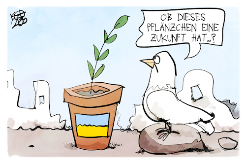 Cartoon: Hoffen auf Frieden (medium) by Kostas Koufogiorgos tagged karikatur,koufogiorgos,friedenstaube,zweig,pflänzchen,frieden,hoffnung,karikatur,koufogiorgos,friedenstaube,zweig,pflänzchen,frieden,hoffnung