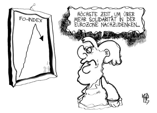 Cartoon: Ifo-Index (medium) by Kostas Koufogiorgos tagged europa,schulden,euro,krise,ifo,index,wirtschaft,merkel,stimmung,solidarität,karikatur,kostas,koufogiorgos,europa,schulden,euro,krise,ifo,index,wirtschaft,merkel