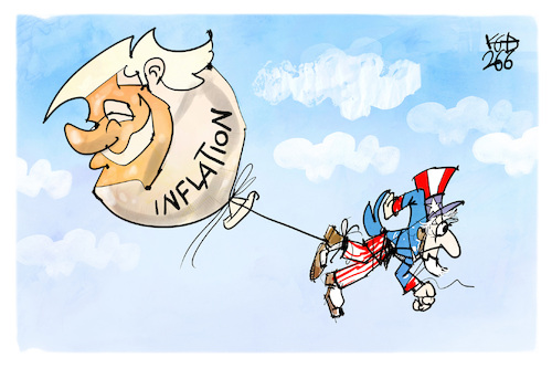 Cartoon: Inflation in den USA (medium) by Kostas Koufogiorgos tagged karikatur,koufogiorgos,usa,trump,uncle,sam,ballon,luft,karikatur,koufogiorgos,usa,trump,uncle,sam,ballon,luft