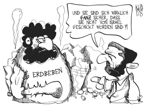 Cartoon: Iran-Israel (medium) by Kostas Koufogiorgos tagged iran,israel,beziehung,erdbeben,konflikt,ahmadinedschad,karikatur,kostas,koufogiorgos,iran,israel,beziehung,erdbeben,konflikt,ahmadinedschad