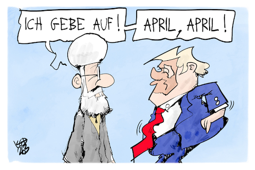Cartoon: Iran-USA (medium) by Kostas Koufogiorgos tagged karikatur,koufogiorgos,iran,usa,aprilscherz,mullah,trump,karikatur,koufogiorgos,iran,usa,aprilscherz,mullah,trump