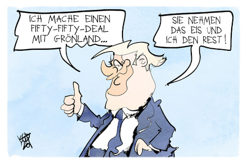 Cartoon: Deal mit Grönland (medium) by Kostas Koufogiorgos tagged karikatur,koufogiorgos,grönland,deal,usa,trump,karikatur,koufogiorgos,iran,tote,protest,sensenmann,mullah,feuer