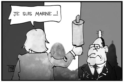 Cartoon: Je suis Marine (medium) by Kostas Koufogiorgos tagged karikatur,koufogiorgos,cartoon,illustration,hollande,marine,le,pen,frankreich,streit,schlag,nudelholz,politiker,front,national,wahl,kommunalwahl,politik,karikatur,koufogiorgos,cartoon,illustration,hollande,marine,le,pen,frankreich,streit,schlag,nudelholz,politiker,front,national,wahl,kommunalwahl,politik