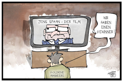 Cartoon: Jens Spahn (medium) by Kostas Koufogiorgos tagged karikatur,koufogiorgos,illustration,cartoon,cdu,vorsitz,jens,spahn,film,jury,preis,himbeere,politik,imagefilm,karikatur,koufogiorgos,illustration,cartoon,cdu,vorsitz,jens,spahn,film,jury,preis,himbeere,politik,imagefilm