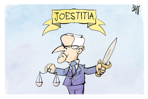 Cartoon: Joestitia (medium) by Kostas Koufogiorgos tagged karikatur,koufogiorgos,biden,justitia,usa,recht,gesetz,karikatur,koufogiorgos,biden,justitia,usa,recht,gesetz