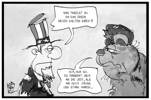 Cartoon: Kalter Krieg (medium) by Kostas Koufogiorgos tagged karikatur,koufogiorgos,cartoon,illustration,bär,uncle,sam,russland,usa,kalter,krieg,weltherrschaft,karikatur,koufogiorgos,cartoon,illustration,bär,uncle,sam,russland,usa,kalter,krieg,weltherrschaft