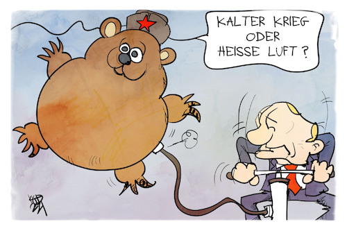 Cartoon: Kalter Krieg oder heiße Luft (medium) by Kostas Koufogiorgos tagged karikatur,koufogiorgos,illustration,cartoon,putin,bär,russland,heiß,kalt,krieg,konflikt,ballon,pumpe,luft,karikatur,koufogiorgos,illustration,cartoon,putin,bär,russland,heiß,kalt,krieg,konflikt,ballon,pumpe,luft