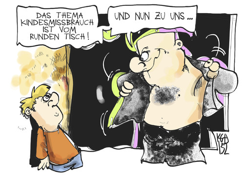 Cartoon: Kindesmissbrauch (medium) by Kostas Koufogiorgos tagged missbrauch,pädophilie,runder,tisch,vergewaltigung,gewalt,kind,sexualität,karikatur,kostas,koufogiorgos,missbrauch,pädophilie,runder,tisch,vergewaltigung,gewalt,kind,sexualität,karikatur,kostas,koufogiorgos