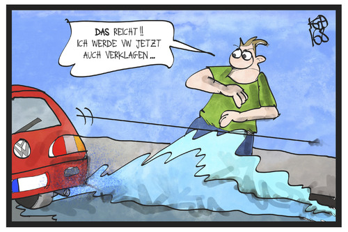 Cartoon: Klage für VW (medium) by Kostas Koufogiorgos tagged koufogiorgos,illustration,cartoon,karikatur,klage,vw,volkswagen,schadensersatz,automobil,konzern,wirtschaft,verklagen,dieselgate,koufogiorgos,illustration,cartoon,karikatur,klage,vw,volkswagen,schadensersatz,automobil,konzern,wirtschaft,verklagen,dieselgate