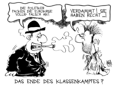 Cartoon: Klassenkampf (medium) by Kostas Koufogiorgos tagged euro,schulden,krise,klassenkampf,linker,wirtschaft,manager,europa,kapitalismus,sozialismus,karikatur,kostas,koufogiorgos,euro,schulden,krise,klassenkampf,linker,wirtschaft,manager,europa,kapitalismus,sozialismus