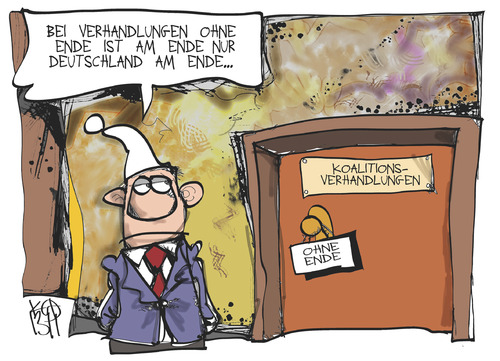 Cartoon: Koalitionsverhandlungen (medium) by Kostas Koufogiorgos tagged koalition,regierung,union,spd,michel,karikatur,koufogiorgos,koalition,regierung,union,spd,michel,karikatur,koufogiorgos