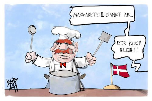 Cartoon: Koch von Dänemark (medium) by Kostas Koufogiorgos tagged karikatur,koufogiorgos,dänemark,monarchie,koch,muppets,margarete,karikatur,koufogiorgos,dänemark,monarchie,koch,muppets,margarete