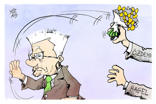 Cartoon: Kretschmanns Thronfolger (medium) by Kostas Koufogiorgos tagged karikatur,koufogiorgos,kretschmann,brautstrauss,özdemir,hagel,blumen,karikatur,koufogiorgos,kretschmann,brautstrauss,özdemir,hagel,blumen