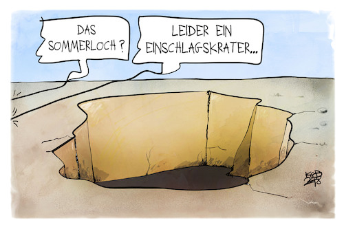 Cartoon: Krieg statt Sommerloch (medium) by Kostas Koufogiorgos tagged karikatur,koufogiorgos,krieg,sommerloch,einschlag,krater,rakete,karikatur,koufogiorgos,krieg,sommerloch,einschlag,krater,rakete