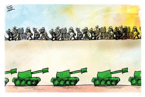 Cartoon: Kriegspfade (medium) by Kostas Koufogiorgos tagged karikatur,koufogiorgos,krieg,flüchtlinge,panzer,flucht,ukraine,kriegspfad,karikatur,koufogiorgos,krieg,flüchtlinge,panzer,flucht,ukraine,kriegspfad