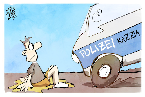 Cartoon: Letzte Generation (medium) by Kostas Koufogiorgos tagged karikatur,koufogiorgos,letzte,generation,klimakleber,polizei,razzia,karikatur,koufogiorgos,letzte,generation,klimakleber,polizei,razzia