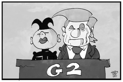 Cartoon: Lieber G2 als G7 (medium) by Kostas Koufogiorgos tagged karikatur,koufogiorgos,illustration,cartoon,g2,g7,singapur,kim,jong,un,trump,usa,nordkorea,treffen,diplomatie,karikatur,koufogiorgos,illustration,cartoon,g2,g7,singapur,kim,jong,un,trump,usa,nordkorea,treffen,diplomatie