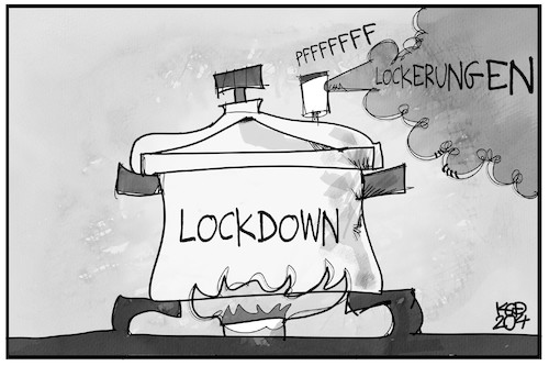 Cartoon: Lockdown-Lockerungen (medium) by Kostas Koufogiorgos tagged karikatur,koufogiorgos,illustration,cartoon,pandemie,corona,lockerung,beschränkung,dampf,kochtopf,explosiv,karikatur,koufogiorgos,illustration,cartoon,pandemie,corona,lockerung,beschränkung,dampf,kochtopf,explosiv