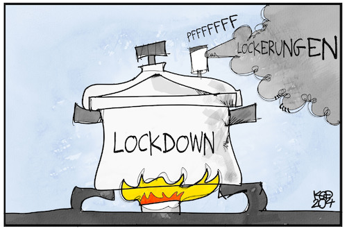 Cartoon: Lockdown-Lockerungen (medium) by Kostas Koufogiorgos tagged karikatur,koufogiorgos,illustration,cartoon,pandemie,corona,lockerung,beschränkung,dampf,kochtopf,explosiv,karikatur,koufogiorgos,illustration,cartoon,pandemie,corona,lockerung,beschränkung,dampf,kochtopf,explosiv