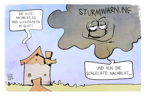 Cartoon: Lockerungen (medium) by Kostas Koufogiorgos tagged karikatur,koufogiorgos,cartoon,illustration,wetter,sturm,nachrichten,lockerungen,pandemie,corona,haus,unwetter,karikatur,koufogiorgos,cartoon,illustration,wetter,sturm,nachrichten,lockerungen,pandemie,corona,haus,unwetter