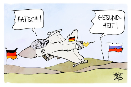 Cartoon: Luftwaffen-Abhörskandal (medium) by Kostas Koufogiorgos tagged karikatur,koufogiorgos,abhörskandal,russland,bär,karikatur,koufogiorgos,abhörskandal,russland,bär