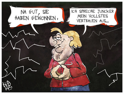 Cartoon: Merkel und Juncker (medium) by Kostas Koufogiorgos tagged karikatur,koufogiorgos,cartoon,illustration,juncker,merkel,politiker,vertrauen,politik,europa,bundeskanzlerin,karikatur,koufogiorgos,cartoon,illustration,juncker,merkel,politiker,vertrauen,politik,europa,bundeskanzlerin