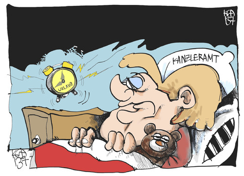 Cartoon: Merkels Urlaub (medium) by Kostas Koufogiorgos tagged merkel,urlaub,regierung,ferien,bundeskanzlerin,sommerpause,karikatur,koufogiorgos,merkel,urlaub,regierung,ferien,bundeskanzlerin,sommerpause,karikatur,koufogiorgos