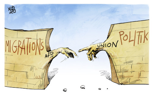 Cartoon: Migrationspolitik (medium) by Kostas Koufogiorgos tagged karikatur,koufogiorgos,mauer,migration,asylpolitik,afd,dcu,michelangelo,karikatur,koufogiorgos,mauer,migration,asylpolitik,afd,dcu,michelangelo