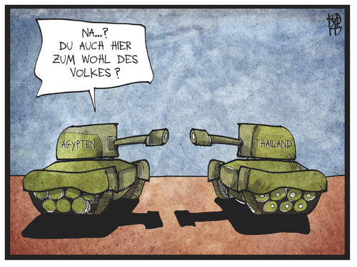 Cartoon: Militärputsch (medium) by Kostas Koufogiorgos tagged karikatur,koufogiorgos,illustration,cartoon,thailand,ägypten,putsch,militär,armee,panzer,politik,konflikt,regierung,machtergreifung,karikatur,koufogiorgos,illustration,cartoon,thailand,ägypten,putsch,militär,armee,panzer,politik,konflikt,regierung,machtergreifung