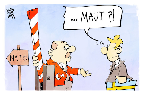Cartoon: NATO (medium) by Kostas Koufogiorgos tagged karikatur,koufogiorgos,schweden,nato,erdogan,maut,karikatur,koufogiorgos,schweden,nato,erdogan,maut