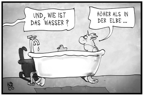 Cartoon: Niedrigwasser (medium) by Kostas Koufogiorgos tagged karikatur,koufogiorgos,illustration,cartoon,umwelt,wasser,pegel,dürre,trockenheit,wetter,klima,bad,badewanne,fluss,elbe,karikatur,koufogiorgos,illustration,cartoon,umwelt,wasser,pegel,dürre,trockenheit,wetter,klima,bad,badewanne,fluss,elbe