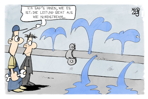Cartoon: Nordstream-Leckage (medium) by Kostas Koufogiorgos tagged karikatur,koufogiorgos,nordstream,pipeline,rohr,leckage,klempner,karikatur,koufogiorgos,nordstream,pipeline,rohr,leckage,klempner