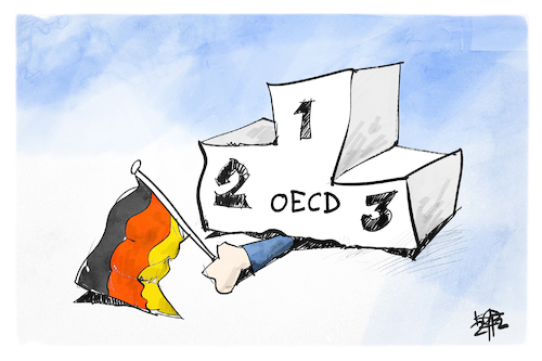 Cartoon: OECD (medium) by Kostas Koufogiorgos tagged karikatur,koufogiorgos,oecd,deutschland,schlusslicht,podest,karikatur,koufogiorgos,oecd,deutschland,schlusslicht,podest