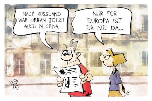 Cartoon: Orban auf Tour (medium) by Kostas Koufogiorgos tagged karikatur,koufogiorgos,orban,europa,china,russland,ukraine,karikatur,koufogiorgos,orban,europa,china,russland,ukraine