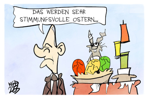 Cartoon: Ostern mit der Ampel (medium) by Kostas Koufogiorgos tagged karikatur,koufogiorgos,ampel,ostern,deko,ostereier,karikatur,koufogiorgos,ampel,ostern,deko,ostereier