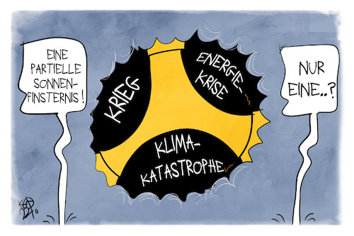 Cartoon: Partielle Sonnenfinsternis (medium) by Kostas Koufogiorgos tagged karikatur,koufogiorgos,sonnenfinsternis,klima,krieg,energie,dunkelheit,sonne,schatten,karikatur,koufogiorgos,sonnenfinsternis,klima,krieg,energie,dunkelheit,sonne,schatten