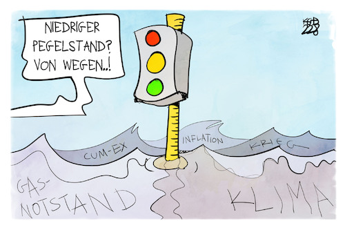 Cartoon: Pegelstand der Ampel (medium) by Kostas Koufogiorgos tagged karikatur,koufogiorgos,ampel,bundesregierung,pegel,wasser,probleme,klima,cum,ex,krieg,inflation,energie,gas,karikatur,koufogiorgos,ampel,bundesregierung,pegel,wasser,probleme,klima,cum,ex,krieg,inflation,energie,gas