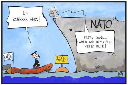 Cartoon: Petry hilft (medium) by Kostas Koufogiorgos tagged karikatur,koufogiorgos,illustration,cartoon,petry,hilfe,nato,ägäis,schiff,grenze,kontrolle,verteidigung,europa,flüchtlingskrise,politik,karikatur,koufogiorgos,illustration,cartoon,petry,hilfe,nato,ägäis,schiff,grenze,kontrolle,verteidigung,europa,flüchtlingskrise,politik