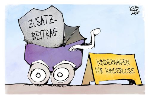 Cartoon: Pflegeversicherung (medium) by Kostas Koufogiorgos tagged karikatur,koufogiorgos,kinderlose,eltern,kinderwagen,zusatzveitrag,pflege,karikatur,koufogiorgos,kinderlose,eltern,kinderwagen,zusatzveitrag,pflege