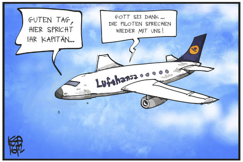 Cartoon: Pilotenstreik (medium) by Kostas Koufogiorgos tagged karikatur,koufogiorgos,illustration,cartoon,piloten,streik,arbeitskampf,lufthansa,flugzeug,gespräch,sprechen,verhandeln,cockpit,gewerkschaft,karikatur,koufogiorgos,illustration,cartoon,piloten,streik,arbeitskampf,lufthansa,flugzeug,gespräch,sprechen,verhandeln,cockpit,gewerkschaft