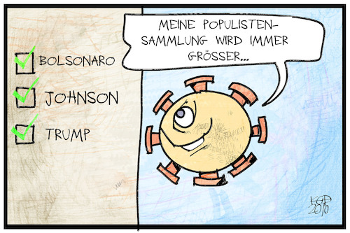 Cartoon: Populisten-Sammlung (medium) by Kostas Koufogiorgos tagged karikatur,koufogiorgos,illustration,cartoon,populisten,sammlung,corona,virus,trump,johnson,bolsonaro,covid19,karikatur,koufogiorgos,illustration,cartoon,populisten,sammlung,corona,virus,trump,johnson,bolsonaro,covid19