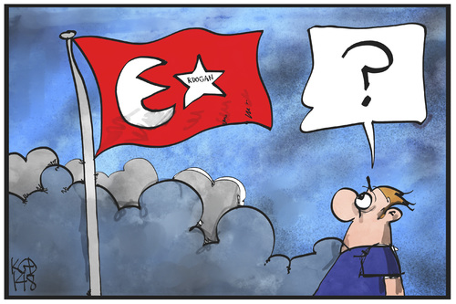 Cartoon: Reformierte Türkei (medium) by Kostas Koufogiorgos tagged karikatur,koufogiorgos,illustration,cartoon,erdogan,fahne,flagge,symbol,mond,sichel,stern,reform,türkei,politik,karikatur,koufogiorgos,illustration,cartoon,erdogan,fahne,flagge,symbol,mond,sichel,stern,reform,türkei,politik