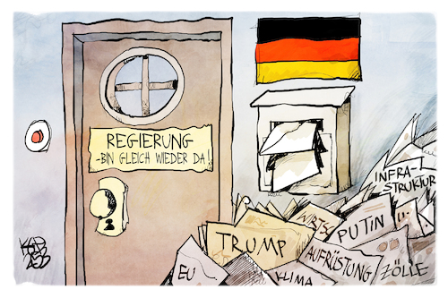 Cartoon: Regierungsbildung (medium) by Kostas Koufogiorgos tagged karikatur,koufogiorgos,regierung,warten,post,arbeit,verzögerung,karikatur,koufogiorgos,regierung,warten,post,arbeit,verzögerung