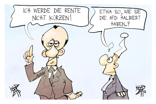 Cartoon: Rentenkürzung (medium) by Kostas Koufogiorgos tagged karikatur,koufogiorgos,rente,ju,union,merz,cdu,afd,michel,karikatur,koufogiorgos,rente,ju,union,merz,cdu,afd,michel