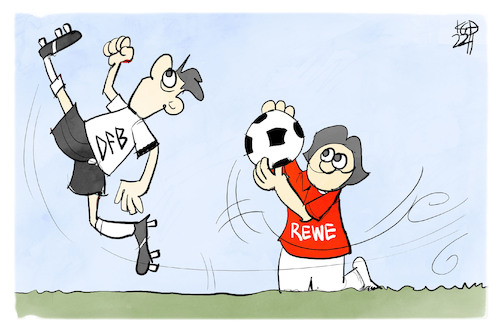 Cartoon: REWE und der DFB (medium) by Kostas Koufogiorgos tagged karikatur,koufogiorgos,rewe,fußball,sponsor,dfb,ball,onelove,karikatur,koufogiorgos,rewe,fußball,sponsor,dfb,ball,onelove