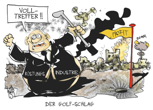 Cartoon: Rüstungsindustrie (medium) by Kostas Koufogiorgos tagged rüstungsindustrie,waffen,lobby,golf,arabien,panzer,wirtschaft,geschäft,karikatur,kostas,koufogiorgos,rüstungsindustrie,waffen,lobby,golf,arabien,panzer,wirtschaft,geschäft,karikatur,kostas,koufogiorgos